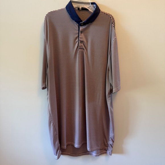 Greyson Navy and Pink Striped Polo Shirt - Picture 1 of 5